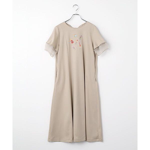 INGEBORG / インゲボルグ コスメティックワッペン付きカットソーワンピース
