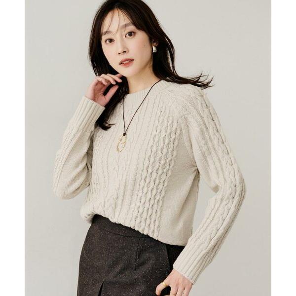 UNTITLED / アンタイトル 【洗える】スポンディッシュ ケーブル柄ニット