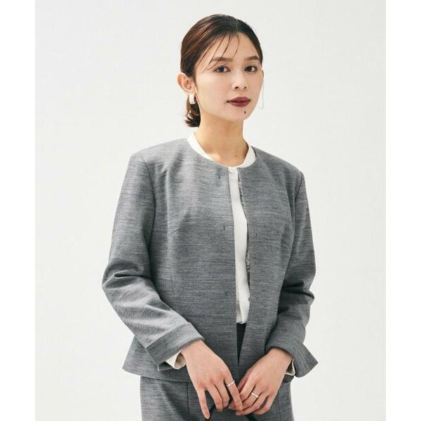 UNTITLED / アンタイトル 【洗えるスーツ/ストレッチ】ウール混ジャージ ノーカラージャケッ...