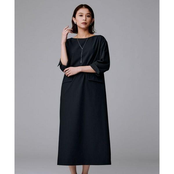 UNTITLED / アンタイトル 【洗える/ストレッチ性】スーツライク ストライプワンピース