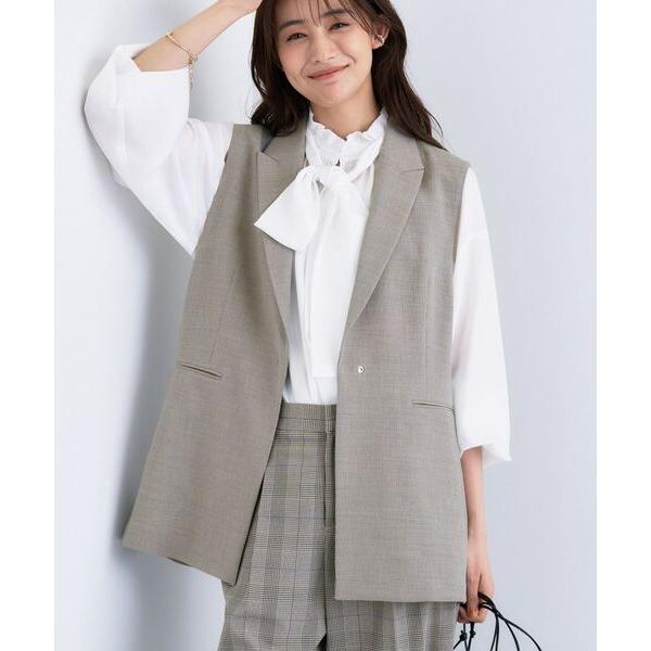 INDIVI / インディヴィ 【セットアップ可能】凹凸ストレッチ素材テーラードカラージレジャケット