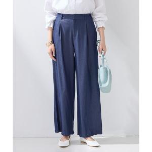 INDIVI / インディヴィ 【デニム調素材】きれいめワイドパンツ