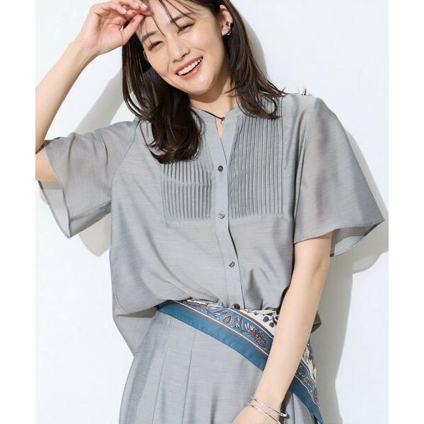INDIVI / インディヴィ 【接触冷感/洗える】シアーシャンブレーピンタックブラウス