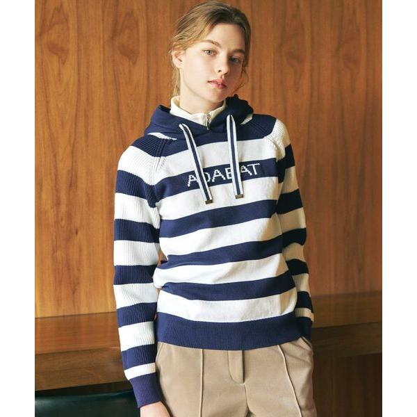 adabat / アダバット ボーダーニットパーカー