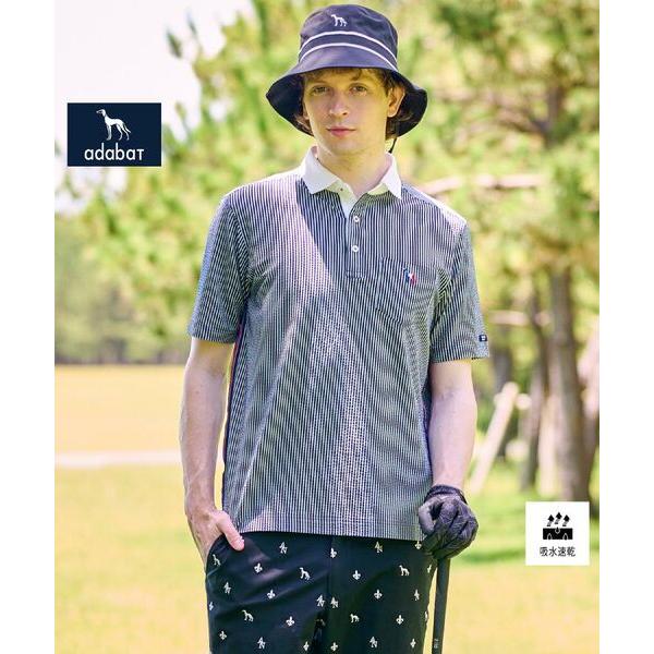 adabat / アダバット 【新レーベル ADABAT NAVY】吸水速乾 サッカーストライプポロ...