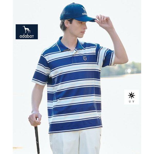 adabat / アダバット 【ADABAT NAVY】UVカット ランダムボーダー半袖ポロシャツ