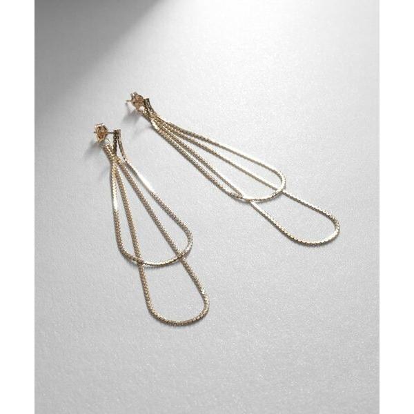 COCOSHNIK / ココシュニック K10ベネチアンフラットチェーンドレープ前後 スタッドピアス...