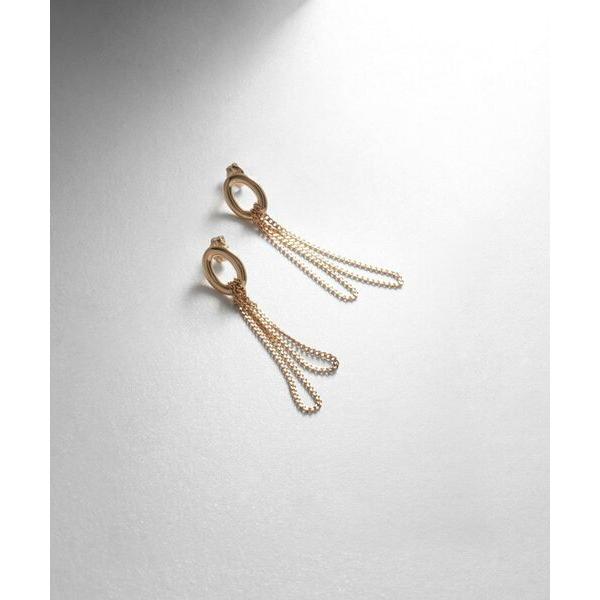 COCOSHNIK / ココシュニック K10中空オーバルフックチェーン スタッドピアス