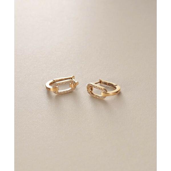 COCOSHNIK / ココシュニック K10ダイヤモンド ケーブルチェーンモチーフ ワンタッチピア...