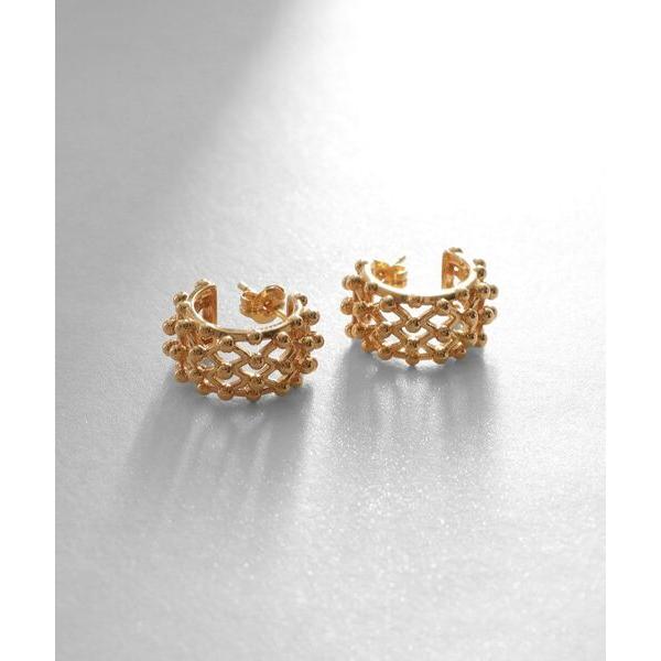 COCOSHNIK / ココシュニック シルバー スモールフープ ボールメッシュ ピアス GP