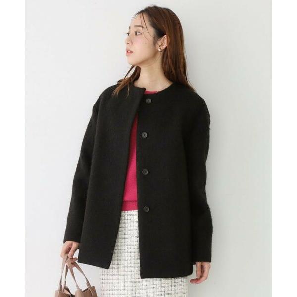 COUP DE CHANCE / クードシャンス 【日本製／モヘヤ混／ヒップ丈】ノーカラーコート