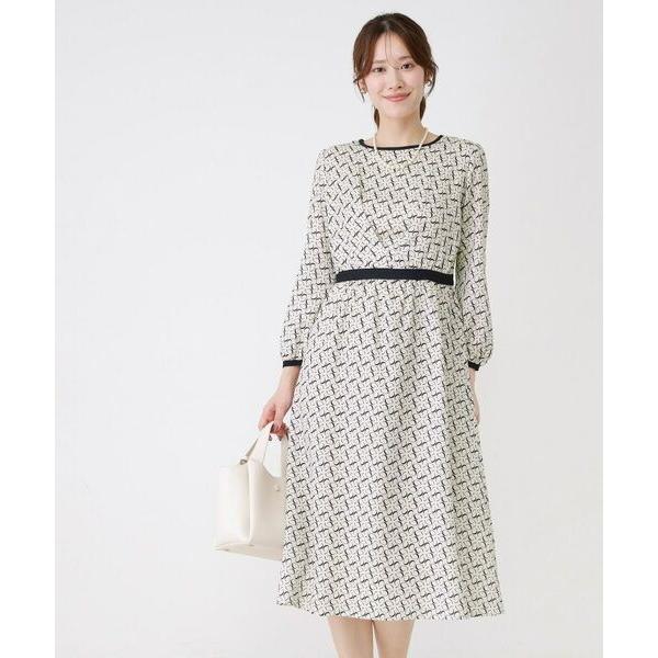 COUP DE CHANCE / クードシャンス 【手洗い可】ニット×幾何柄プリントドッキングワンピ...