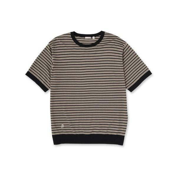 DRESSTERIOR / ドレステリア シルク混ボーダーハーフスリーブニットT