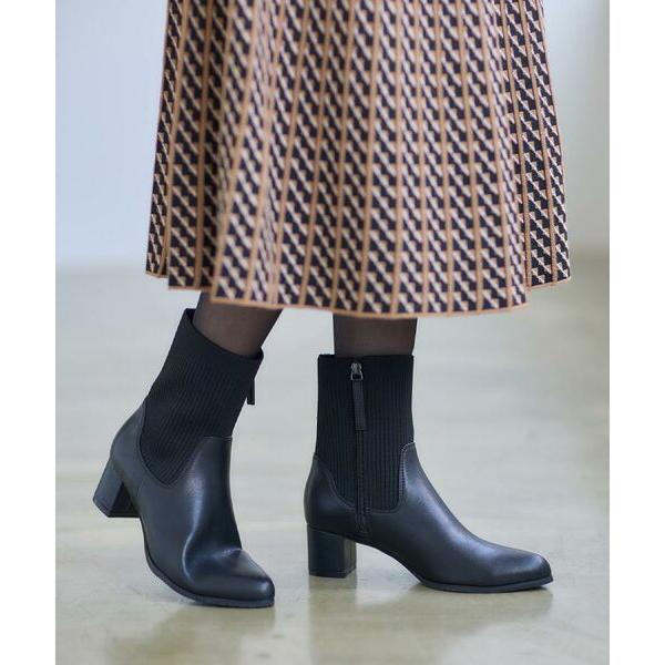 Reflect / リフレクト 【足元すっきり見え／ファスナー開き】リブ編みニットブーツ