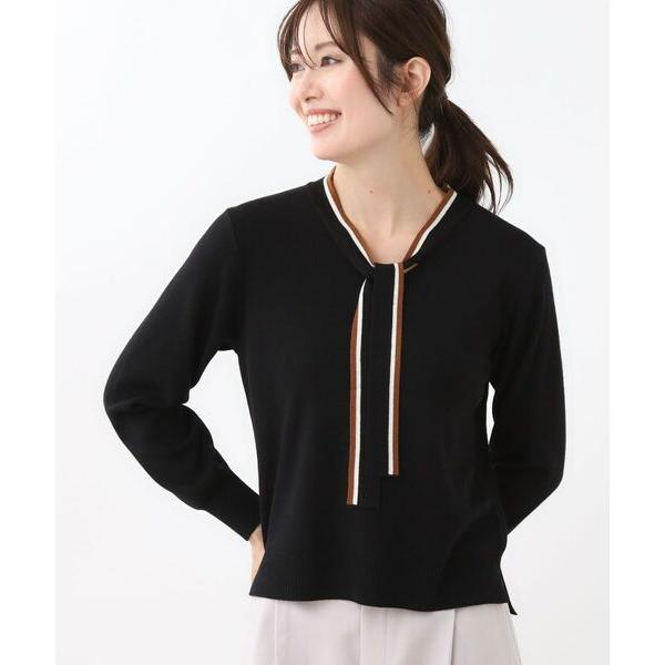 Reflect / リフレクト 【秋映え／なめらかな着心地】バイカラーボウタイ付きニット