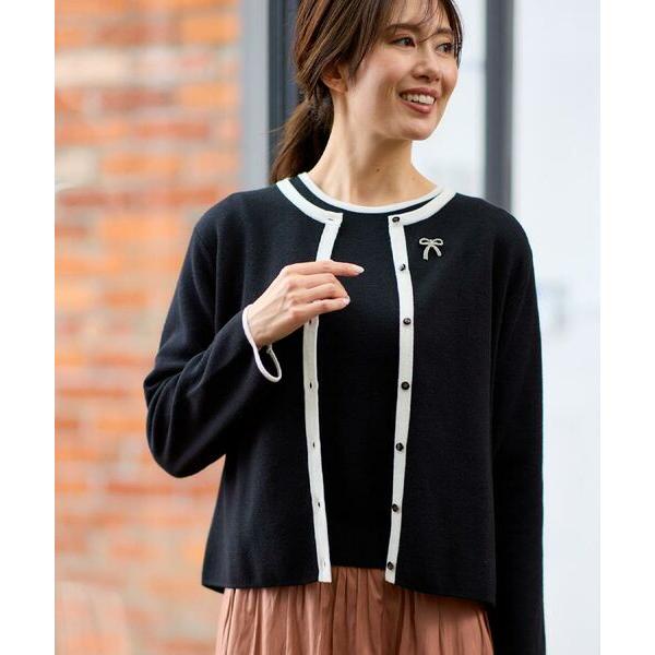 Reflect / リフレクト 【秋映え／単品使い◎／すっきり見え】ブローチ付きニットアンサンブル