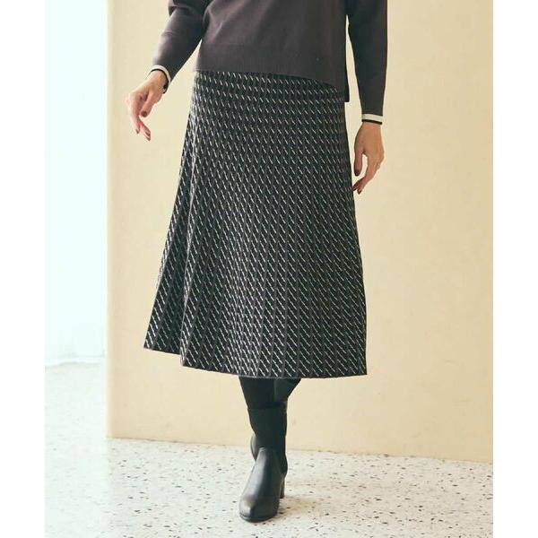 Reflect / リフレクト 【WEB先行カラーあり／セットアップ可】幾何調柄ニットスカート