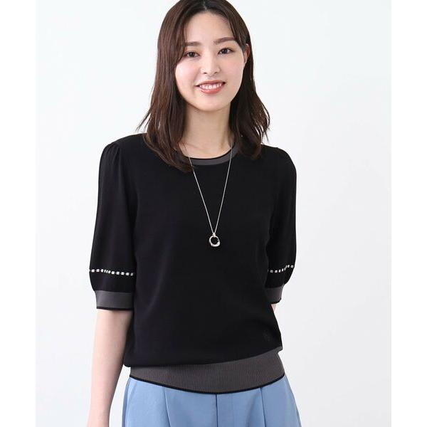 Reflect / リフレクト 【WEB先行カラーあり／手洗い可／アンサンブル可】バイカラー五分袖ニ...