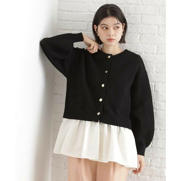 THE SHOP TK / ザ ショップ ティーケー 布帛ドッキングメッシュカーデ