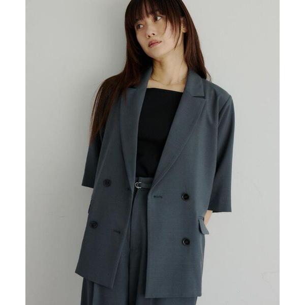 THE SHOP TK / ザ ショップ ティーケー 【セットアップ可】麻調ダブルブレスト 6分袖ジ...