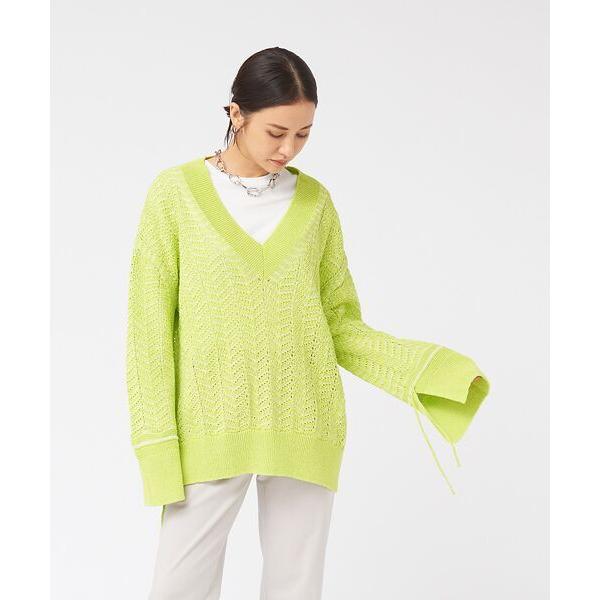 qualite / カリテ 変形スリーブヘリンボーンニット