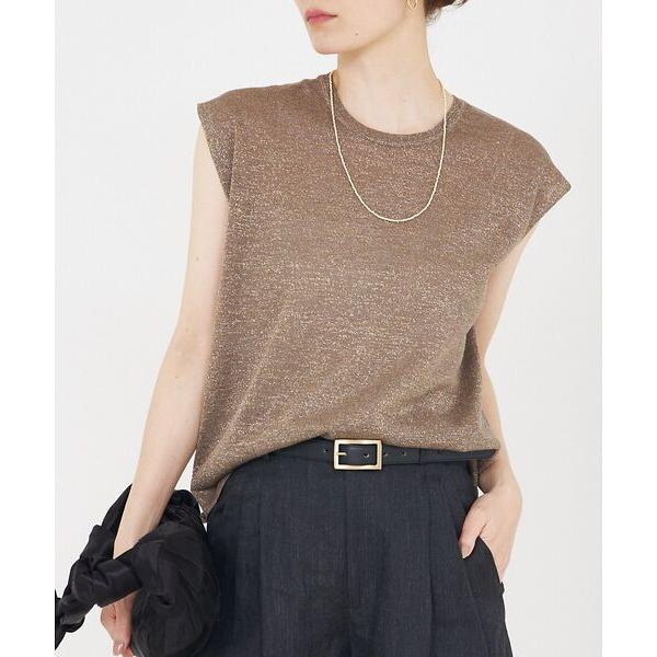 qualite / カリテ 【大人の上品なシアー】ラメクルーネックニット