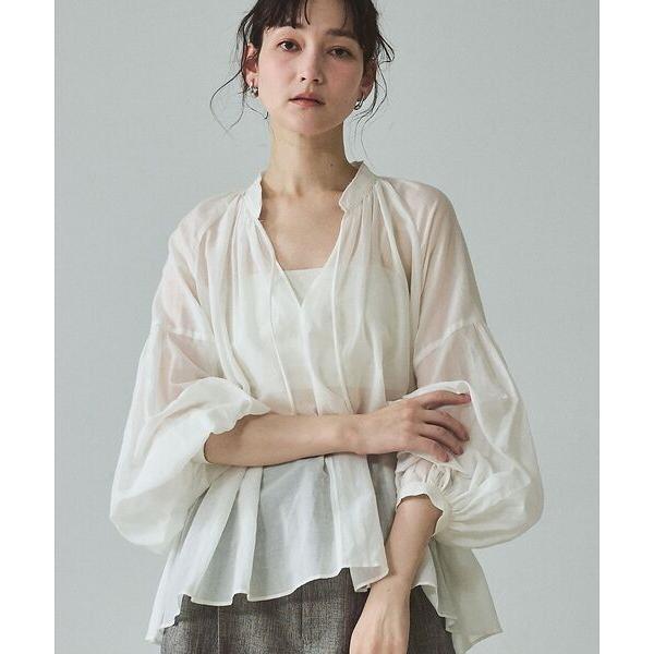 qualite / カリテ 【シルク混で上品】ブライトローンボリュームシアーブラウス
