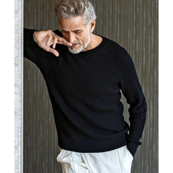 SHIFFON / シフォン コットンカシミヤブロッキングアランニット