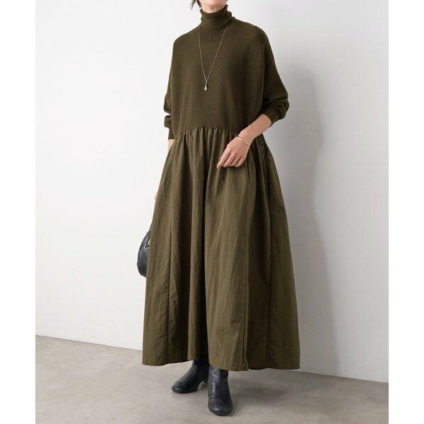 BEARDSLEY / ビアズリー ニットコンビギャザーワンピース