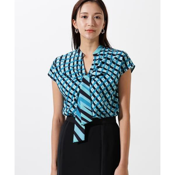 PINKY &amp; DIANNE / ピンキーアンドダイアン ジオメトリックプリントクロスリボンブラウス