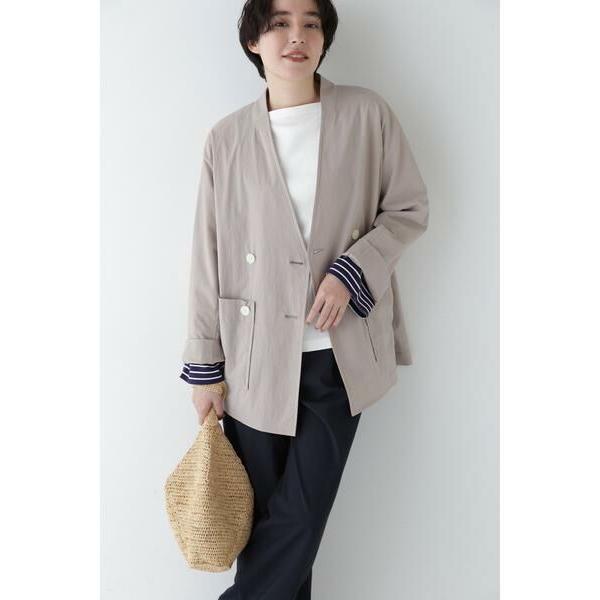 human woman / ヒューマンウーマン ◆ナイロンポリエステルストレッチストライプノーカラー...