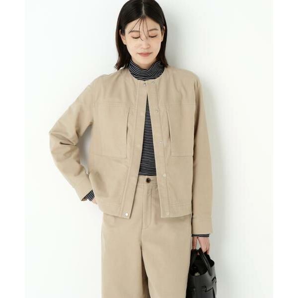 human woman / ヒューマンウーマン ◆ストレッチエアリードットコードノーカラーブルゾン