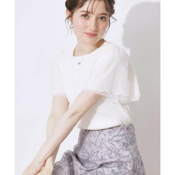 Couture Brooch / クチュールブローチ 【二の腕カバー・通勤】レース袖テレコトップス