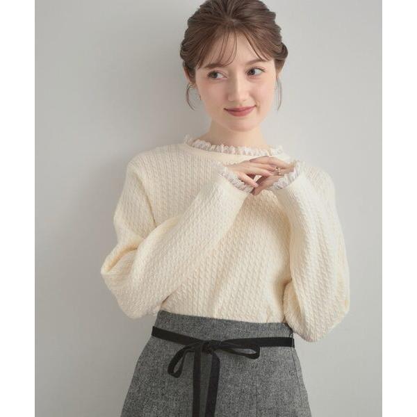 Couture Brooch / クチュールブローチ 【大人上品・着映え】ケーブルレース バックリボ...