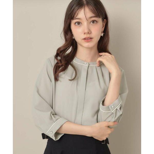 Couture Brooch / クチュールブローチ 【6分袖・通勤】配色ジョーゼットブラウス