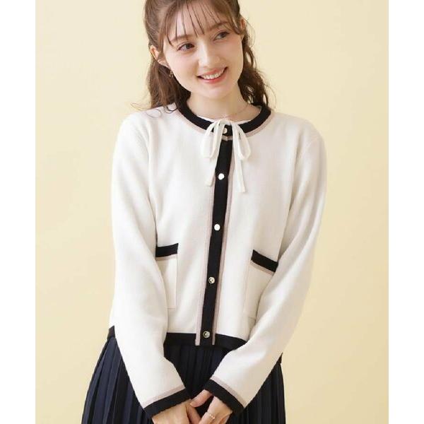 Couture Brooch / クチュールブローチ 【ハレの日・通勤・着映え】配色 総針カーディガ...