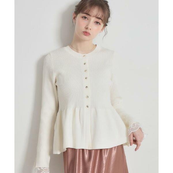 Couture Brooch / クチュールブローチ 【大人かわいい・洗える】ペプラムニットカーディ...