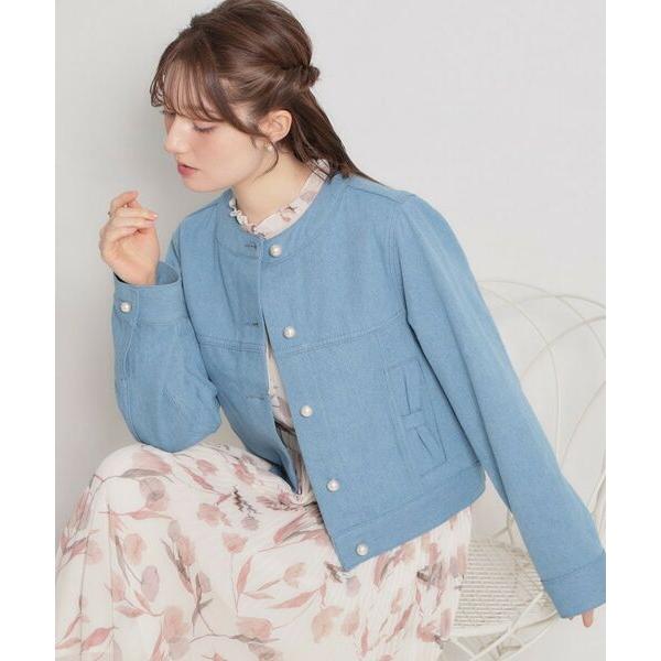 Couture Brooch / クチュールブローチ 【洗える・綿100％】パール調ボタン デニムジ...