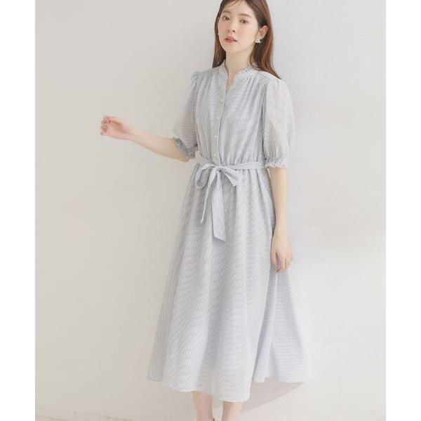 Couture Brooch / クチュールブローチ 【洗える】シアーストライプ ワンピース