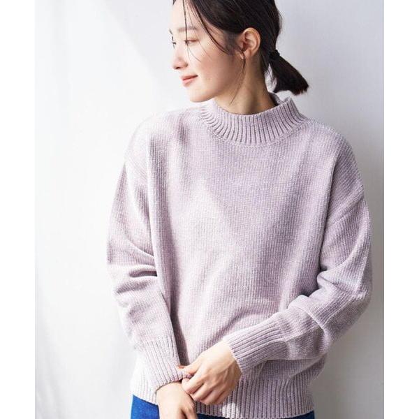 Dessin / デッサン 【洗える】ハイネックベロアモールニット