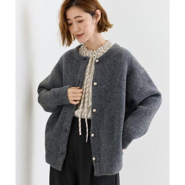 grove / グローブ ふっくらやわらかく、毛混オーバーニットカーディガン