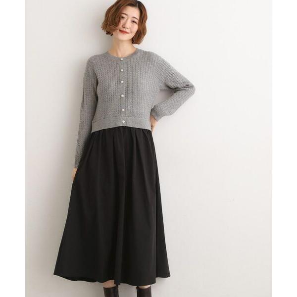 grove / グローブ ケーブルニットドッキングワンピース