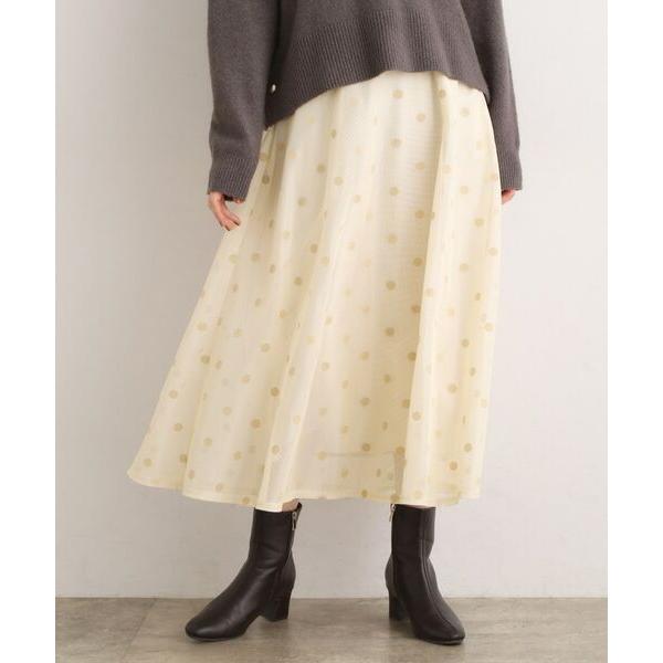 grove / グローブ 甘さを抑えて、品よく華やぐ　メッシュフロッキードットスカート