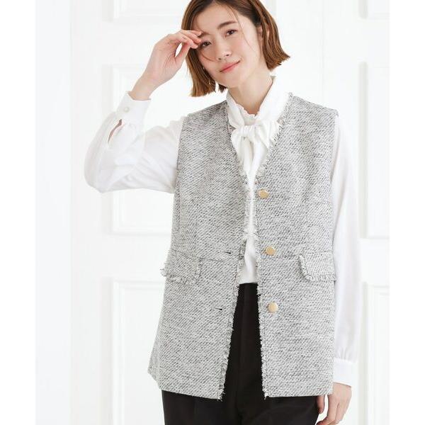 grove / グローブ 【手洗いOK】ツイードペプラムジレ