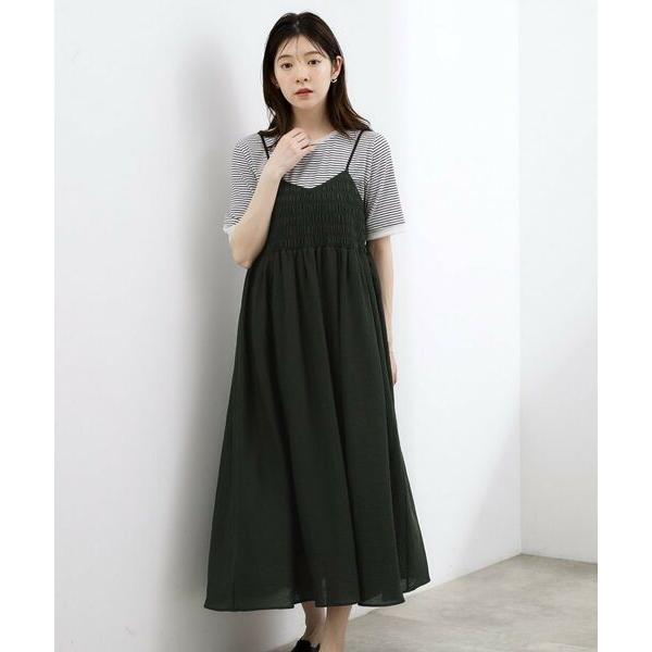 grove / グローブ 【洗える】大人のシャーリングキャミワンピース