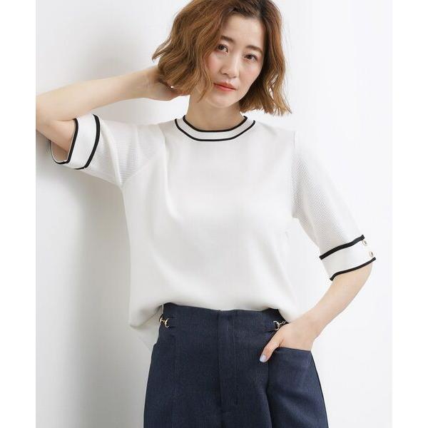 grove / グローブ 【貴島明日香さん着用】やわらかドライタッチ 袖メッシュ編みニット
