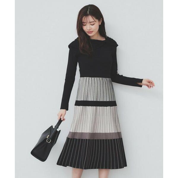 index / インデックス ランダムボーダーニットワンピース【洗濯機洗い可】