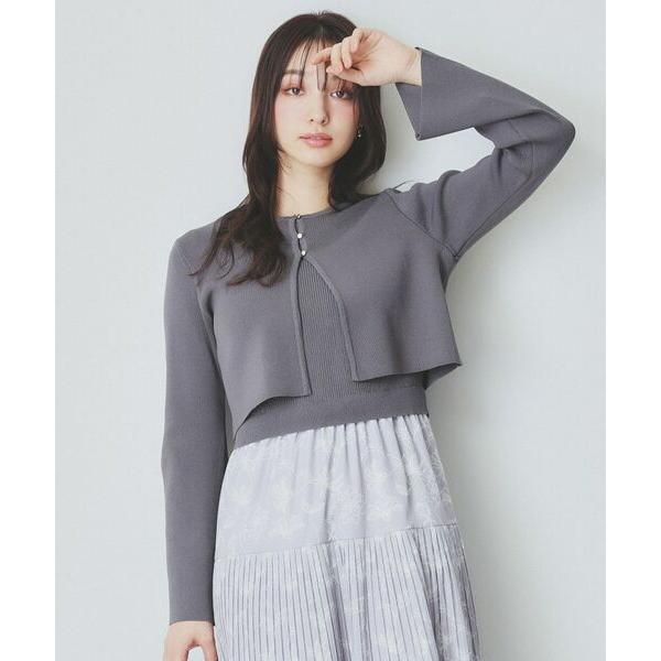 index / インデックス 《ツインセット》カーディガン×ニットドッキングワンピース【洗濯機洗い可...