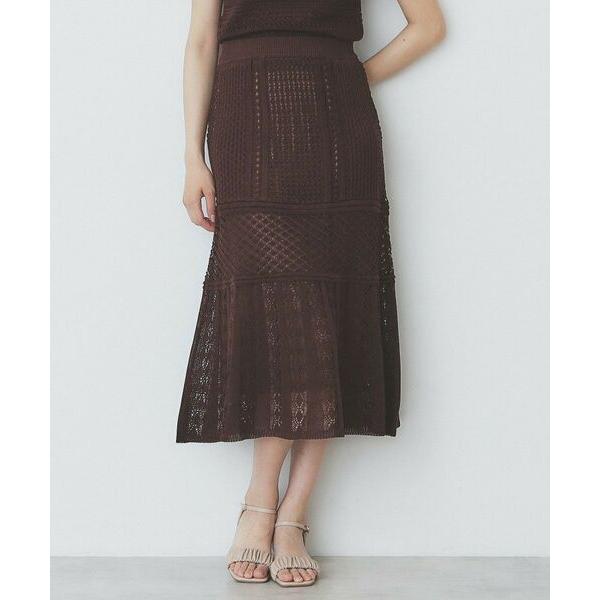 index / インデックス 透かし編みフレアニットスカート/セットアップ対応【洗濯機洗い可】