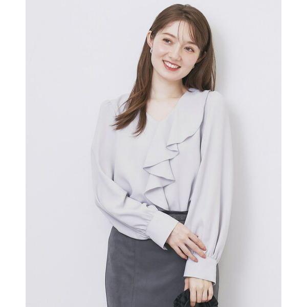 index / インデックス Vネックフリルブラウス【洗濯機OK/イージーアイロン】